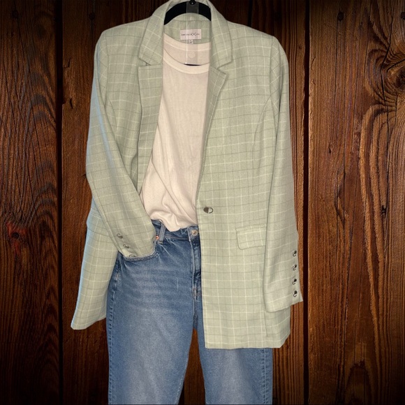 Mint plaid Chriselle x JOA blazer (size Med) - Picture 2 of 11